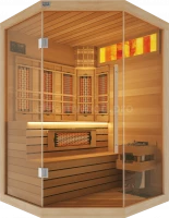 Двухместная угловая комбинированная сауна Luxury из кедра