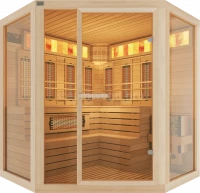 Четырехместная угловая комбинированная сауна Comfort из кедра