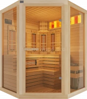 Трехместная угловая комбинированная сауна Comfort из кедра