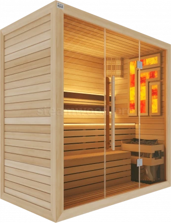 Трехместная финская сауна Luxury из кедра