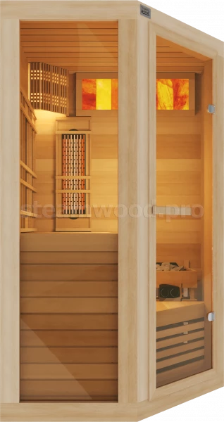 Одноместная угловая комбинированная сауна Comfort из кедра