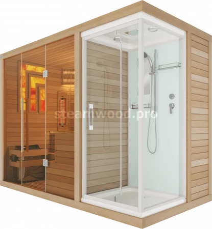 Четырехместная комбинированная сауна Luxury  из кедра с Душевой кабиной